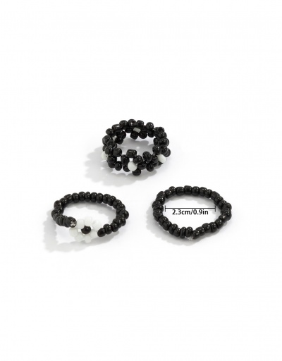 Replica Simple Black And White Beaded Flower Ring Set #794764 $5.50 USD for Wholesale