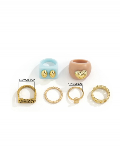 Replica Geometry Acrylic Alloy Material Women Ring Set #794779 $7.08 USD for Wholesale