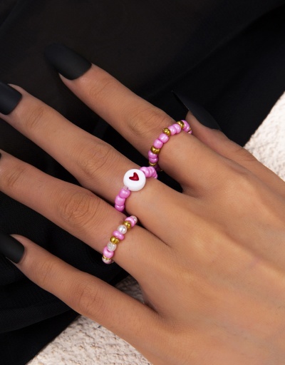 Replica Cute Heart Beaded Three Piece Ring Set #794782 $5.38 USD for Wholesale