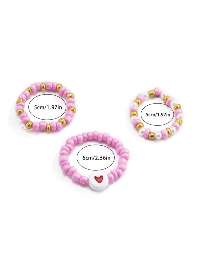 Replica Cute Heart Beaded Three Piece Ring Set #794782 $5.38 USD for Wholesale