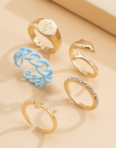 Replica Geometry Dolphin Rhinestone Vintage Hollow Out Rings #794783 $5.94 USD for Wholesale