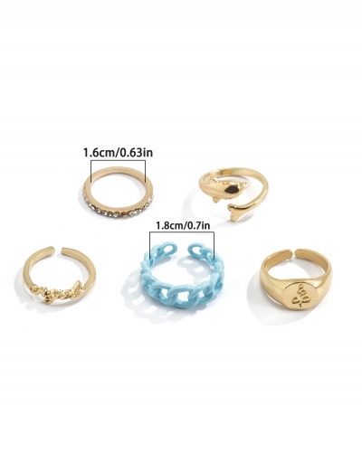 Replica Geometry Dolphin Rhinestone Vintage Hollow Out Rings #794783 $5.94 USD for Wholesale