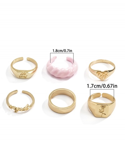 Replica Fashion Heart Rose Letter Thread 6 Piece Ring Set #794784 $6.21 USD for Wholesale