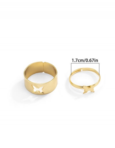 Replica Couple Vintage Solid Hollow Out Butterfly Ring Set #794786 $3.88 USD for Wholesale