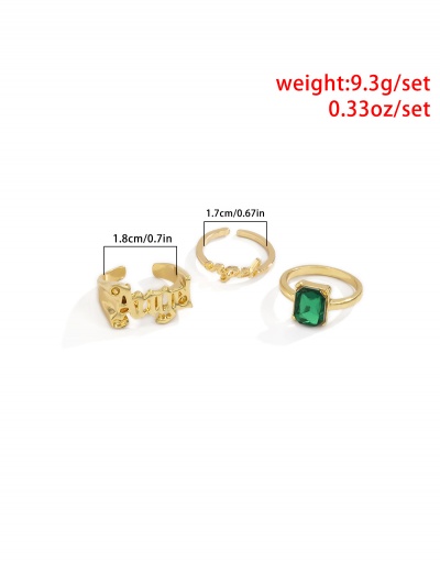 Replica Vintage Zircon Letter Ring Sets For Women #794787 $5.72 USD for Wholesale