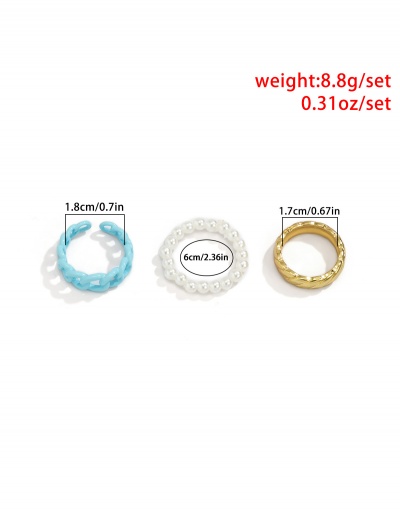 Replica Trendy Faux Pearl Solid Chain Ring Sets #794788 $5.80 USD for Wholesale