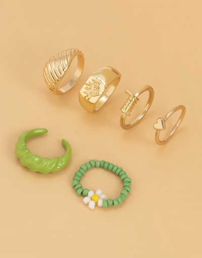 Replica Heart Hip Hop Daisy Beads Ring Sets For Women #794789 $6.34 USD for Wholesale