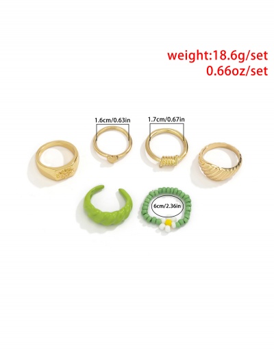 Replica Heart Hip Hop Daisy Beads Ring Sets For Women #794789 $6.34 USD for Wholesale