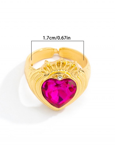 Replica Heart Rhinestone Hip Hop Street Ring For Women #794791 $5.05 USD for Wholesale