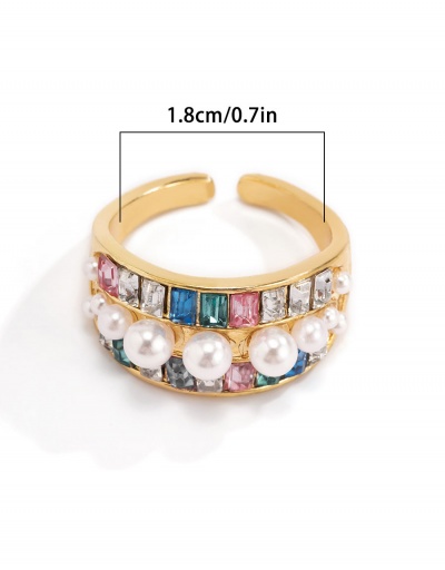 Replica Hip Hop Rhinestone Faux Pearl Ring For Women #794792 $5.81 USD for Wholesale