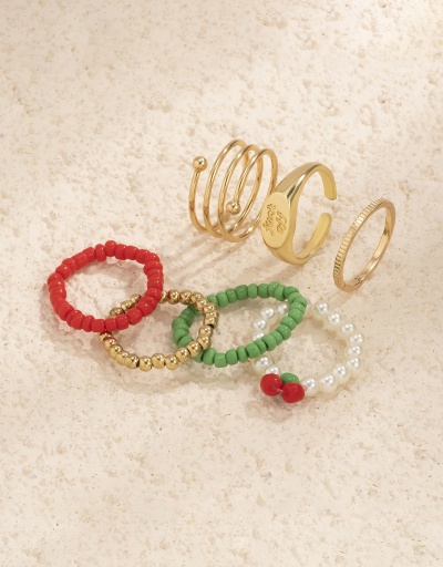 Replica Multiple Layer Cherry Beaded Round Ring Set #794793 $6.16 USD for Wholesale