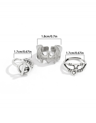 Replica Hollow Out Bat Heart Ring Sets For Women #794800 $4.95 USD for Wholesale