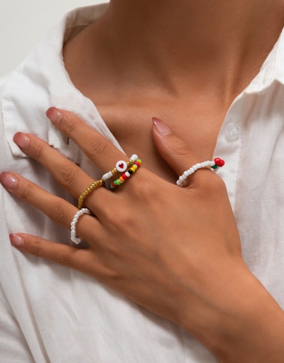 Replica Lovely Colorful Beaded Heart Ring Set #794806 $5.72 USD for Wholesale