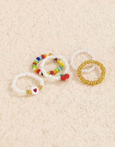 Replica Lovely Colorful Beaded Heart Ring Set #794806 $5.72 USD for Wholesale