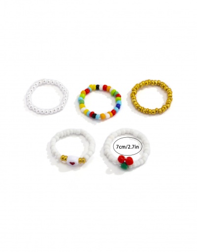 Replica Lovely Colorful Beaded Heart Ring Set #794806 $5.72 USD for Wholesale