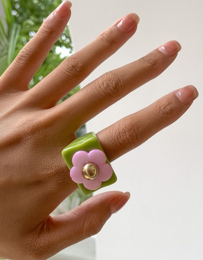 Replica Country Style Lovely Flower Resin CCB Ring #794812 $5.21 USD for Wholesale