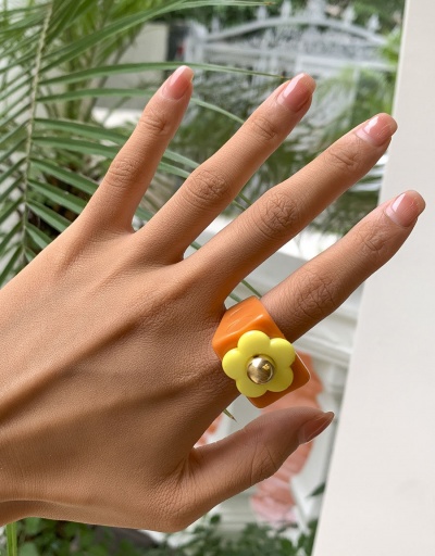 Replica Country Style Lovely Flower Resin CCB Ring #794812 $5.21 USD for Wholesale