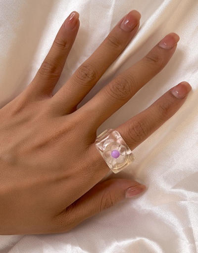 Cute Resin Flower Square Women Ring #794813 $4.62 USD, Wholesale Fashion Ring