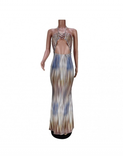 Replica  Sexy Halter Hollowed Out Sleeveless Women's Long Dress Sleeveless Halter #794834 $25.90 USD for Wholesale