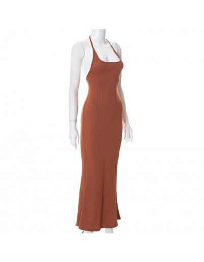 Replica Elegant Solid Backless Halter Maxi Dress For Ladies Sleeveless Halter #794841 $17.47 USD for Wholesale