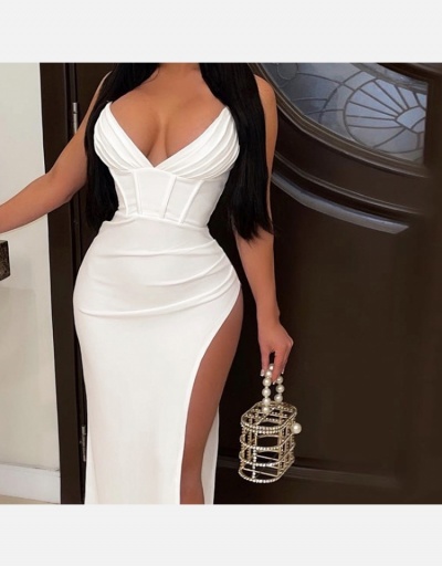 Replica Sexy V Neck Slit Backless Sleeveless Maxi Dress Sleeveless V Neck #794843 $30.38 USD for Wholesale