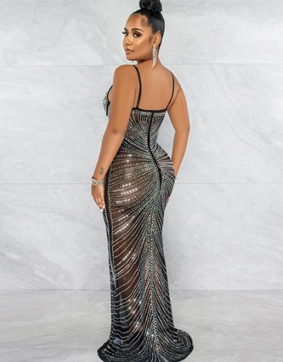 Replica Sexy Low Cut Rhinestone  Sleeveless Party Maxi Dress Sleeveless #794844 $53.10 USD for Wholesale