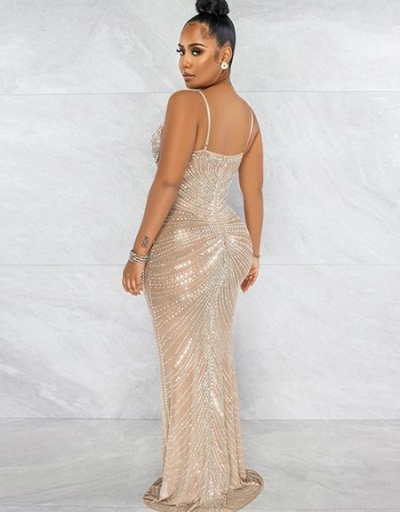 Replica Sexy Low Cut Rhinestone  Sleeveless Party Maxi Dress Sleeveless #794844 $53.10 USD for Wholesale