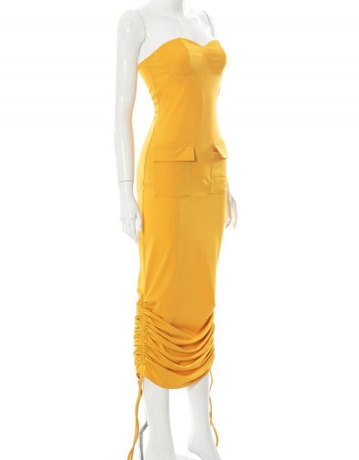 Replica Solid Ruched Strapless Maxi Dress For Women Sleeveless Sweetheart Collar #794847 $22.49 USD for Wholesale