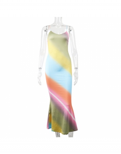 Replica Color Blocking Camisole Ruffled Sexy Maxi Dress Sleeveless V Neck #794850 $19.96 USD for Wholesale