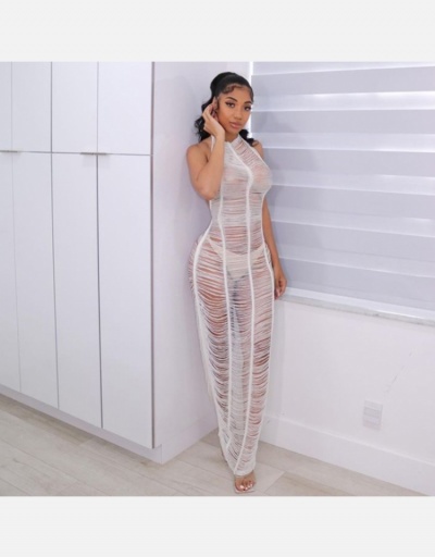 Replica See Through Open Back Halter Neck Maxi Dress Sleeveless #794851 $27.95 USD for Wholesale