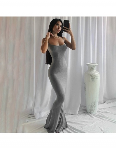 Replica Simple Pure Color Spaghetti Straps Maxi Dress Sleeveless Boat Neck #794854 $15.15 USD for Wholesale