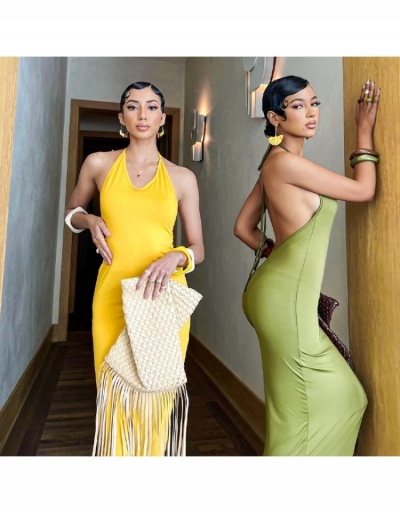 Replica Halter Backless Solid Maxi Dresses Sleeveless Halter #794855 $16.24 USD for Wholesale