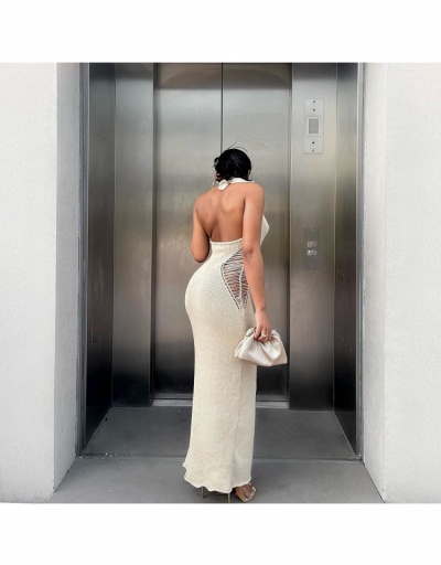 Replica  Sexy Backless Hollowed Out Halter Maxi Dress Sleeveless Halter #794858 $32.64 USD for Wholesale