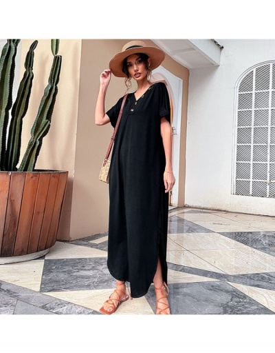  Summer Casual Loose Short Sleeve Maxi Dress Short Sleeve V Neck #794860 $27.89 USD, Wholesale Fashion Maxi Dresses