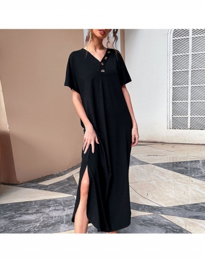 Replica  Summer Casual Loose Short Sleeve Maxi Dress Short Sleeve V Neck #794860 $27.89 USD for Wholesale