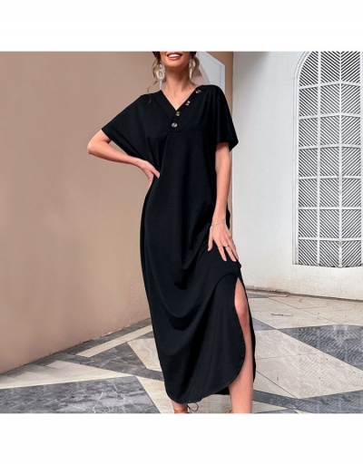 Replica  Summer Casual Loose Short Sleeve Maxi Dress Short Sleeve V Neck #794860 $27.89 USD for Wholesale