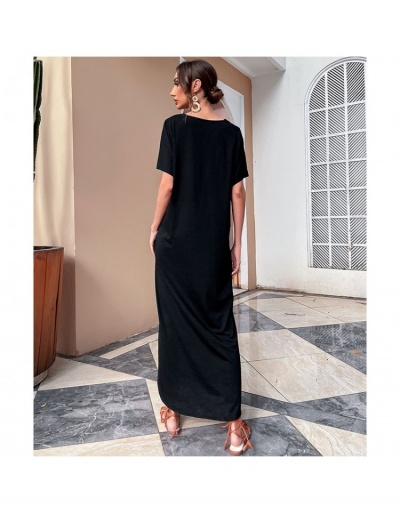 Replica  Summer Casual Loose Short Sleeve Maxi Dress Short Sleeve V Neck #794860 $27.89 USD for Wholesale