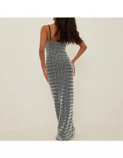 Replica  Bohemian Style Backless Striped Summer Women Maxi Dresses  Sleeveless Square Neck #794861 $29.84 USD for Wholesale