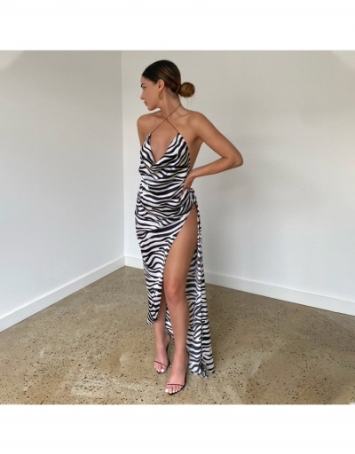  Sexy Backless Zebra Stripes Summer Maxi Dress Sleeveless V Neck #794863 $27.66 USD, Wholesale Fashion Maxi Dresses