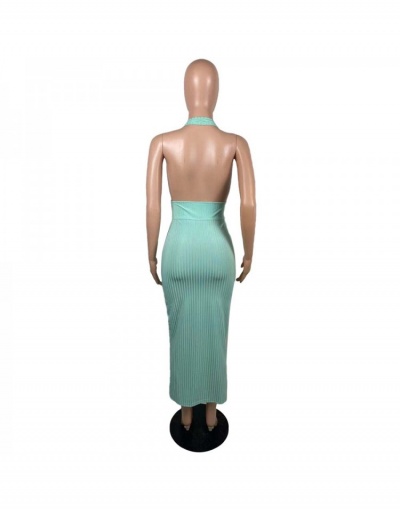 Replica Sexy Halter Backless Solid Maxi Dress Sleeveless Halter #794876 $28.08 USD for Wholesale