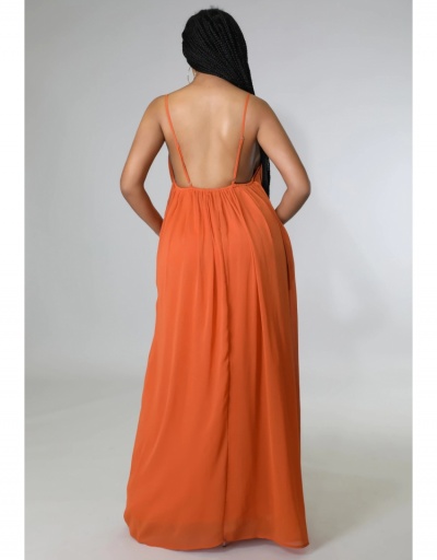 Replica Casual Loose Solid Spaghetti Straps  Sleeveless Maxi Dress Sleeveless Sweetheart Neck #794877 $32.78 USD for Wholesale