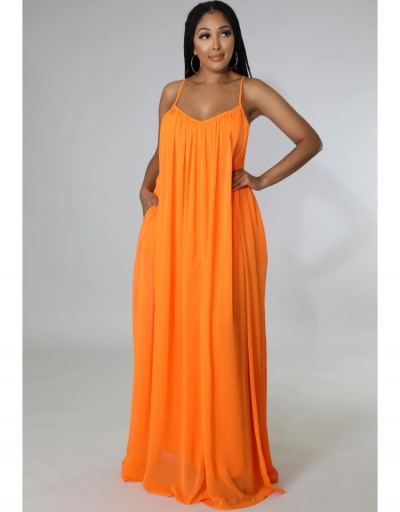 Replica Casual Loose Solid Spaghetti Straps  Sleeveless Maxi Dress Sleeveless Sweetheart Neck #794877 $32.78 USD for Wholesale