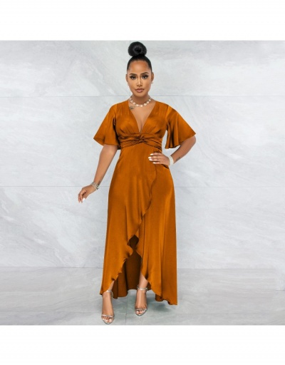 Women Fashion Irregular Short Sleeve Maxi Dresses Short Sleeve V Neck #794881 $31.59 USD, Wholesale Fashion Maxi Dresses