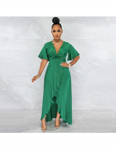 Replica Women Fashion Irregular Short Sleeve Maxi Dresses Short Sleeve V Neck #794881 $31.59 USD for Wholesale