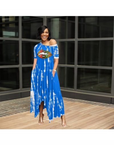 Euro Style Floral Printing Off Shoulder Asymmetric Maxi Dresses  Short Sleeve O Neck #794882 $29.27 USD, Wholesale Fashion Maxi Dresses