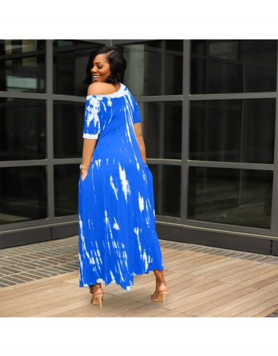 Replica Euro Style Floral Printing Off Shoulder Asymmetric Maxi Dresses  Short Sleeve O Neck #794882 $29.27 USD for Wholesale