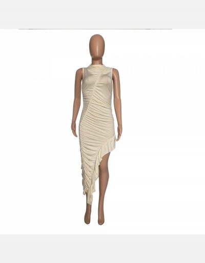 Replica Asymmetrical Ruched Party Dresses For Ladies Sleeveless Mock Neck #794889 $27.89 USD for Wholesale