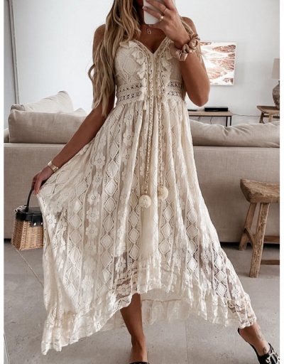 Replica Summer Lace Sexy Sleeveless Maxi Dresses Sleeveless V Neck #794895 $36.28 USD for Wholesale