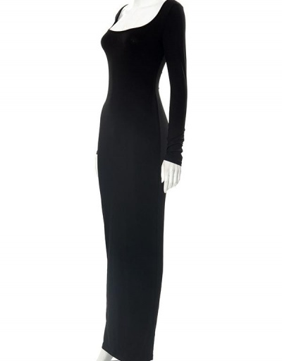 Replica Pure Color Square Neck Long Sleeve Maxi Dress Long Sleeve Square Neck #794903 $16.28 USD for Wholesale