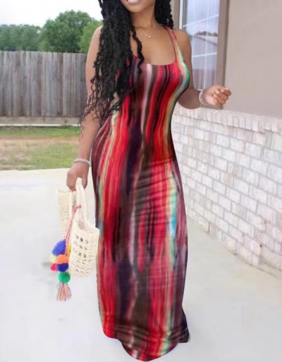 Replica Summer Tie Dye Sleeveless Loose Maxi Dress Sleeveless U Neck #794905 $18.98 USD for Wholesale